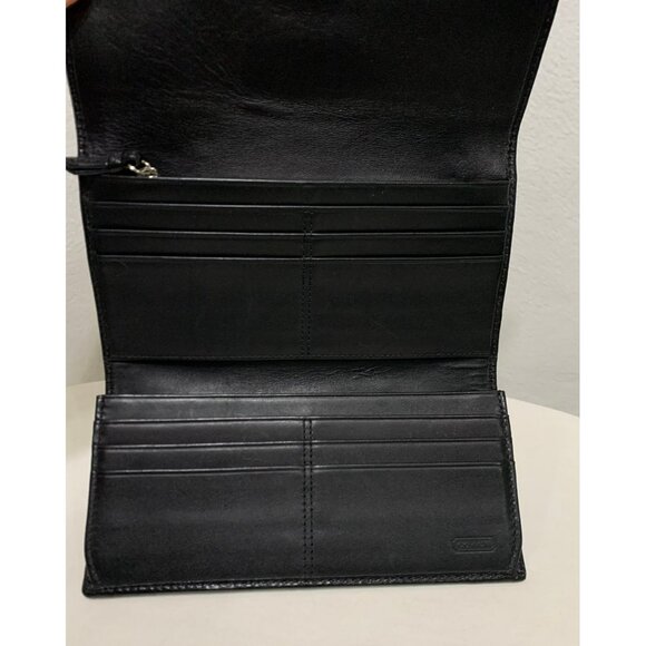 SOLD***Y2K Coach Soho Signature Long Wallet Buckle Canvas Leather Black Gray - Picture 8 of 12